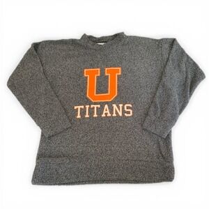 Woolly Threads Titans Sweatshirt Medium Grey Boucle Knit Collegiate Pullover USA